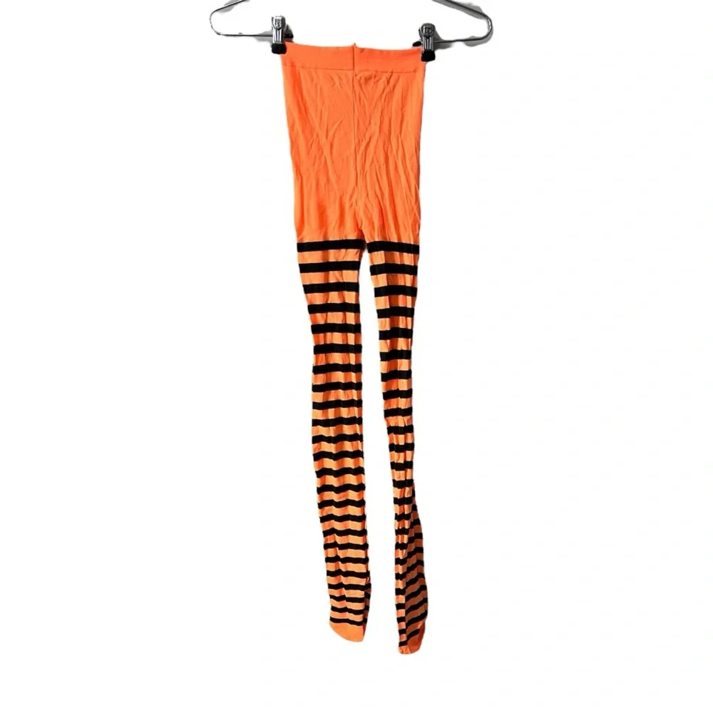 Halloween Tights by Pony Express Creations Orange Black Striped Size S/M Girls